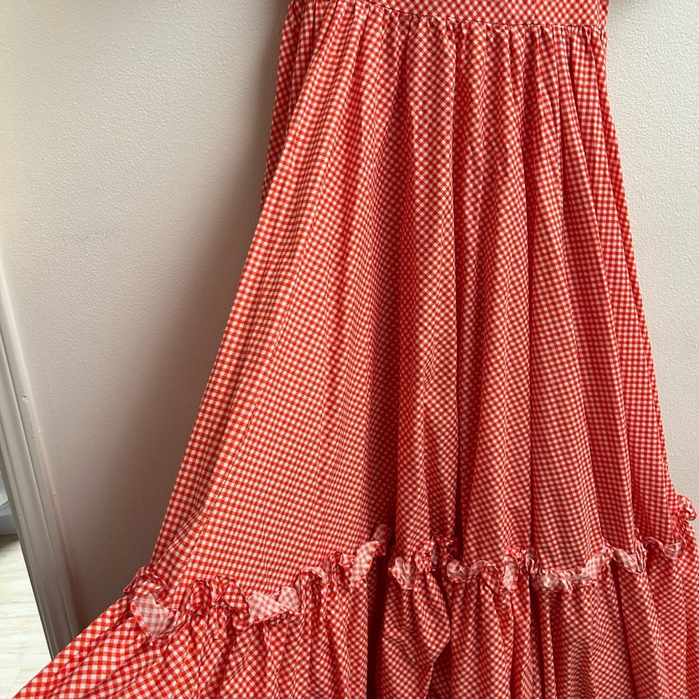 Selkie Red Gingham Puff Sleeve Ritz Gown - Picture 7 of 8